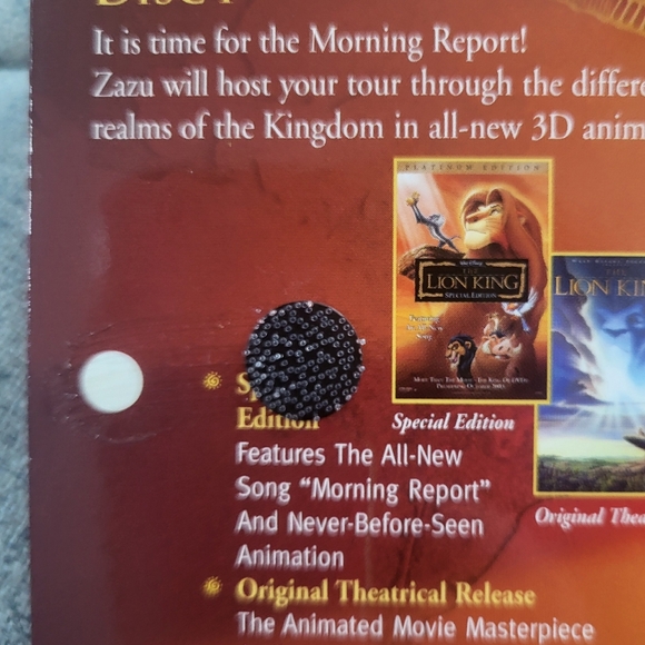 The Lion King Platinum Edition 2 Disc DVD with original inserts, 2003 Re-release - Picture 16 of 16